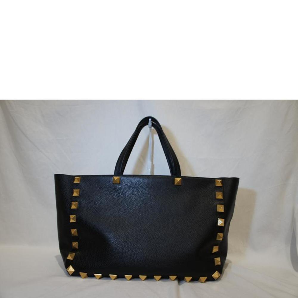 Valentino Roman Studded Leather Tote Bag Black
